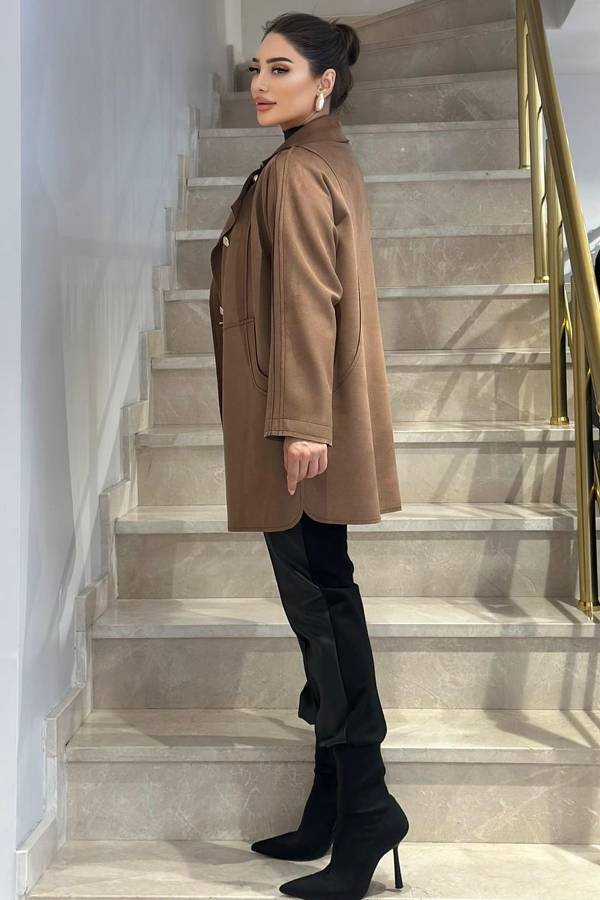 Önü deri arkası örme siyah pantolon