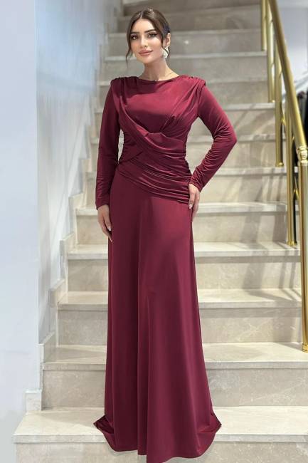 Fever - Önü drape detaylı likralı maxi elbise