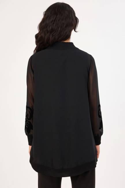 Fever - Önü flok baskılı siyah bluz (1) Fever - Önü flok baskılı siyah bluz (1)