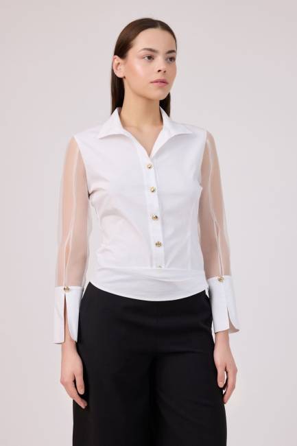 Fever - Organze kollu poplin bluz