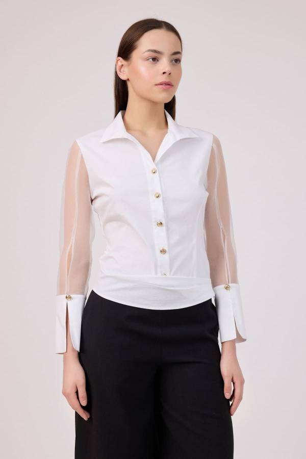 Fever - Organze kollu poplin bluz