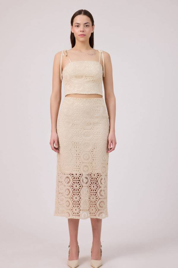 Pamuk dantel askılı top