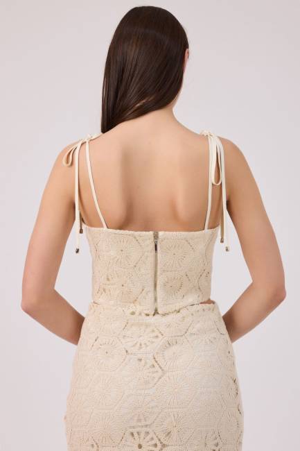 Pamuk dantel askılı top - Thumbnail