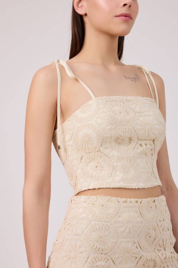 Pamuk dantel askılı top