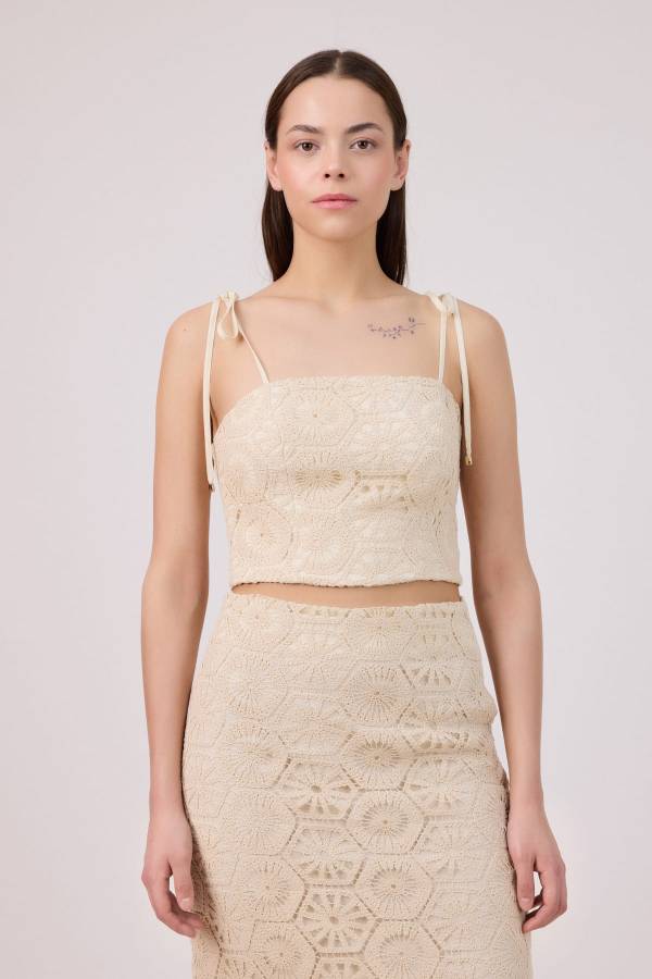 Pamuk dantel askılı top