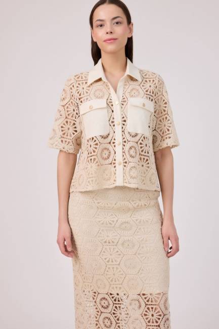 Pamuk dantel gömlek - Thumbnail