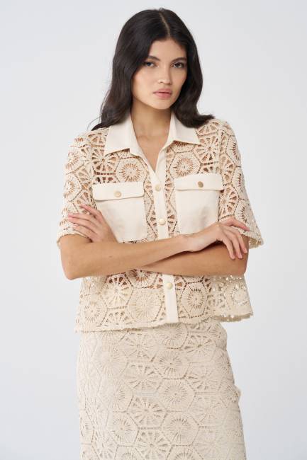 Pamuk dantel gömlek - Thumbnail
