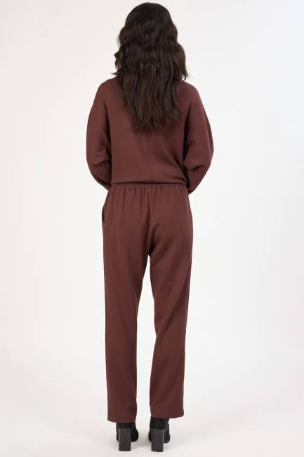 Parlak bağcıklı likralı örme pantolon - Thumbnail