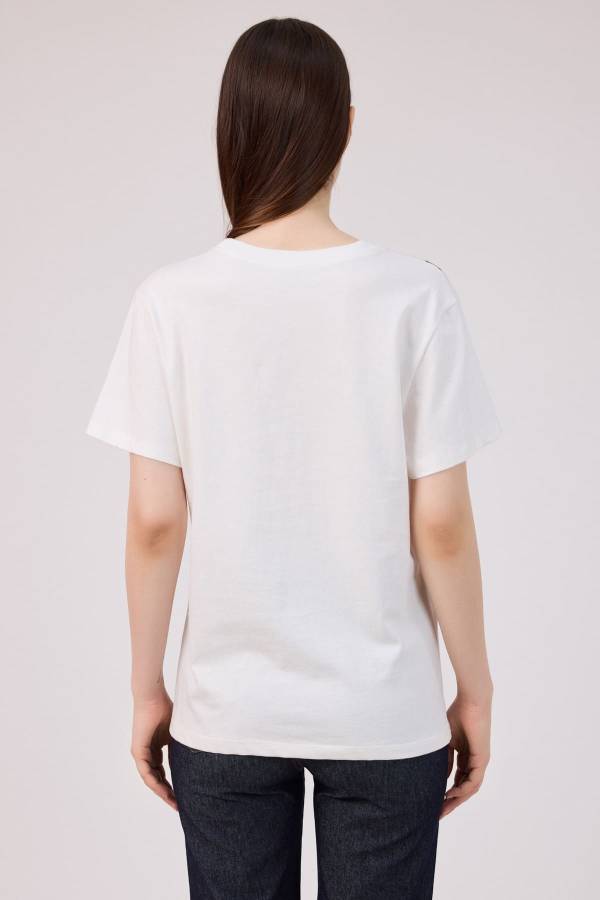 Parlak bant detaylı örme bluz