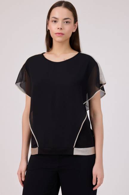 Fever - Parlak bantlı viskon örme bluz