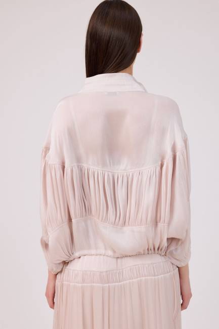 Parlak iplikli organze büzgü detaylı kap - Thumbnail