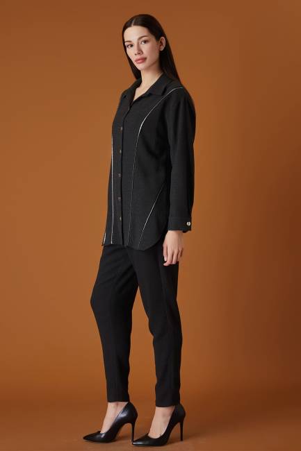 Fever - Parlak şerit detaylı gömlek (1)