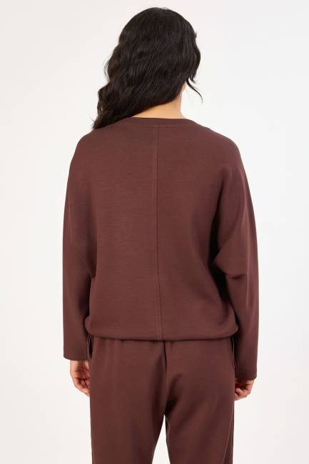 Parlak şerit detaylı likralı bluz - Thumbnail