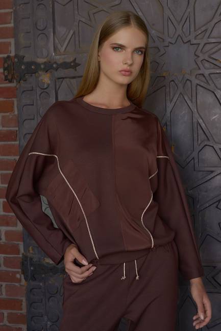 Fever - Parlak şerit detaylı likralı bluz Fever - Parlak şerit detaylı likralı bluz