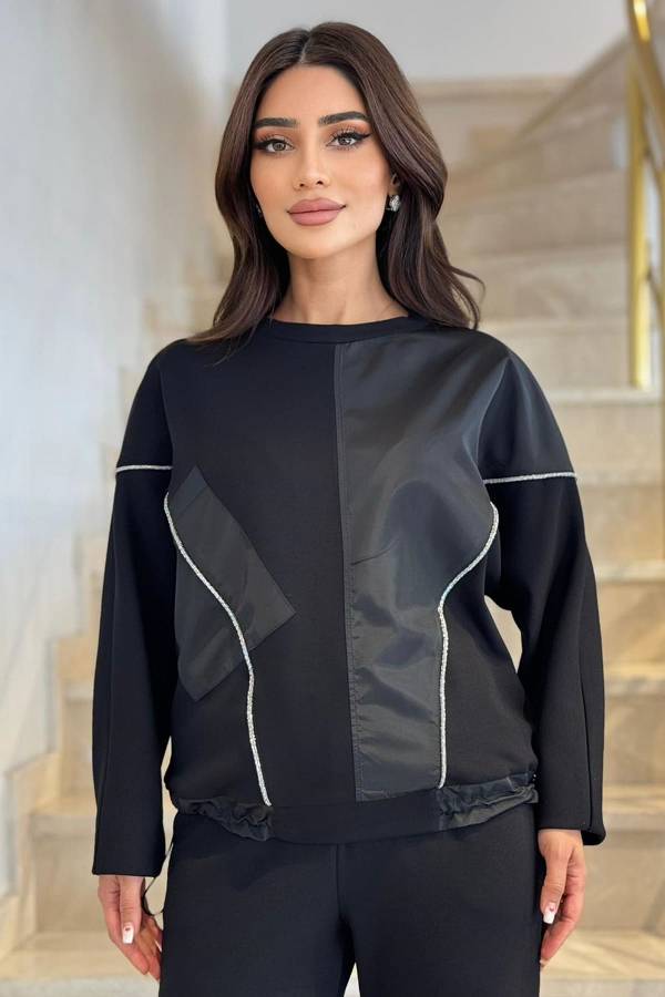 Fever - Parlak şerit detaylı likralı bluz