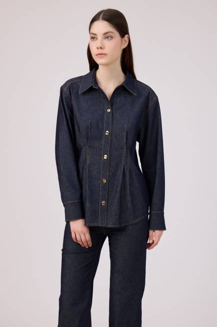 Pensli denim gömlek - Thumbnail