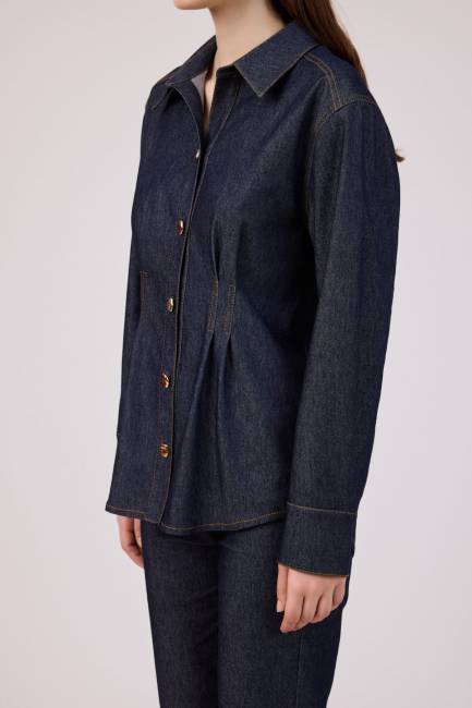 Pensli denim gömlek - Thumbnail