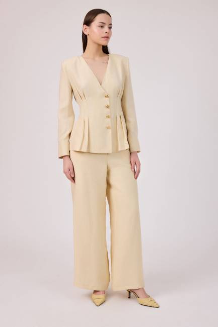 Fever - Pensli yakasız tencel ceket (1)