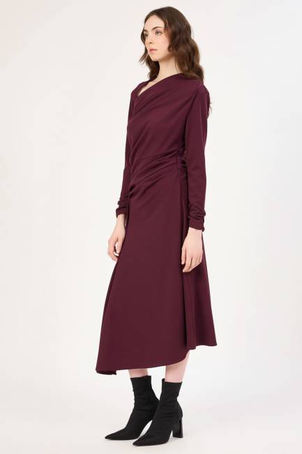 Pile detaylı asimetrik elbise - Thumbnail