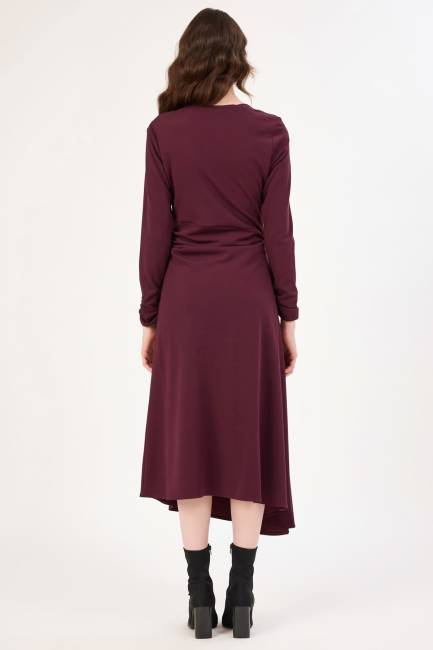 Pile detaylı asimetrik elbise - Thumbnail