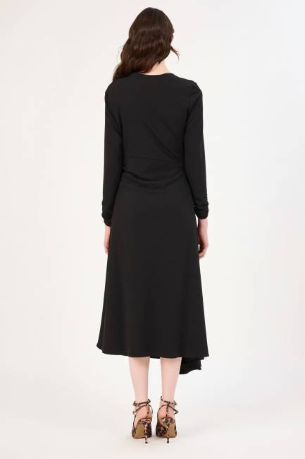 Pile detaylı asimetrik elbise - Thumbnail