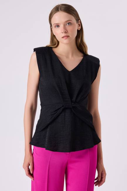 Fever - Pile detaylı parlak dokulu bluz (1)