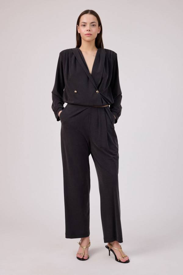 Pile detaylı tencel örme pantolon