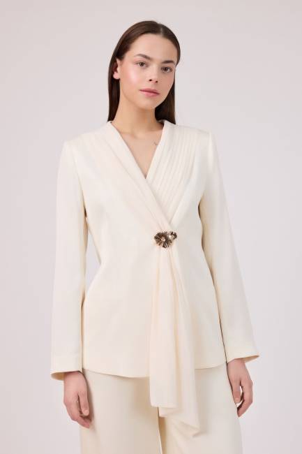 Fever - Plise şifon yakalı ceket