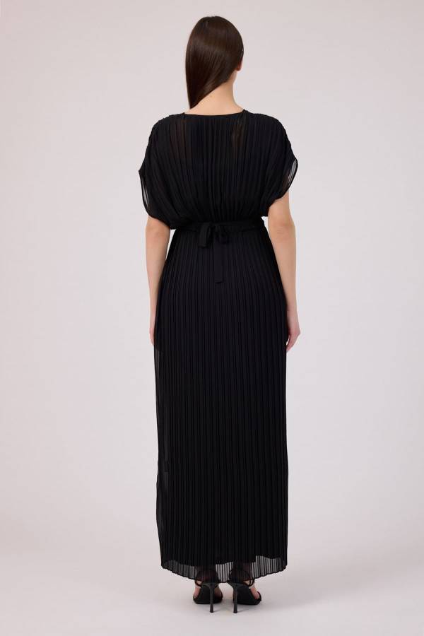 Fever - Pliseli çiçek kemerli şifon elbise (1)