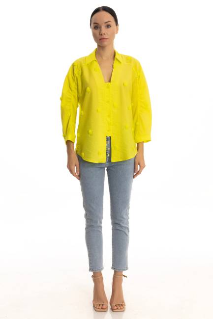 Ponpon jakarlı gömlek - Thumbnail