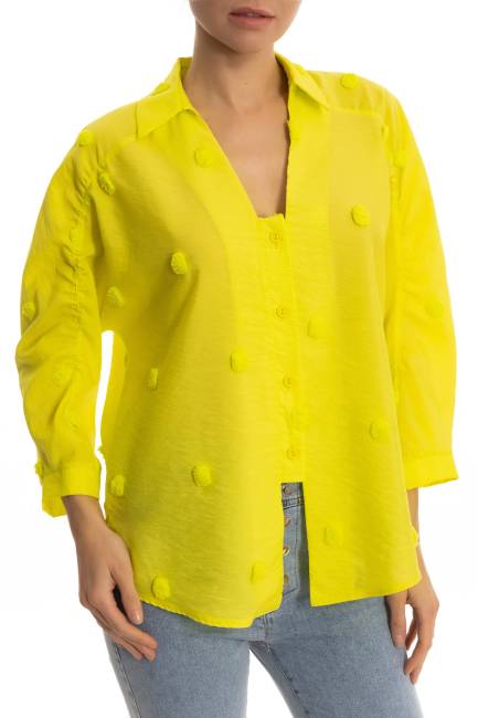 Ponpon jakarlı gömlek - Thumbnail