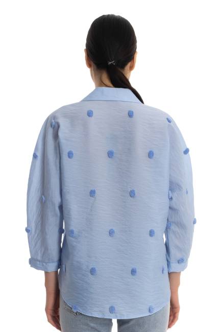 Ponpon jakarlı gömlek - Thumbnail