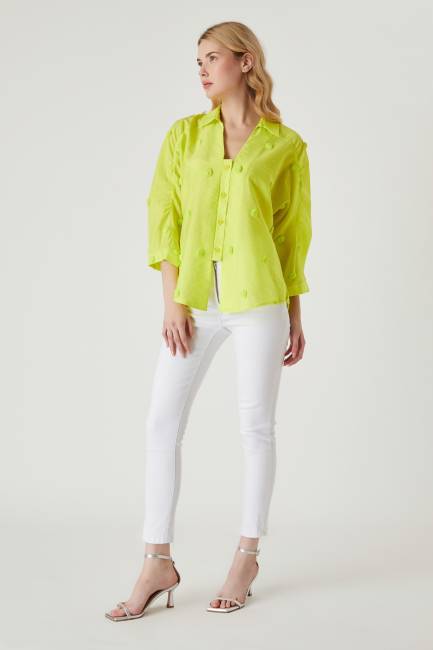 Ponpon jakarlı gömlek - Thumbnail