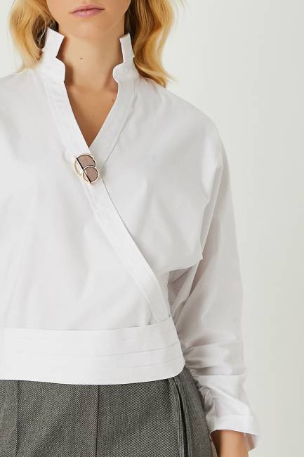 Poplin anvelop bluz - Thumbnail