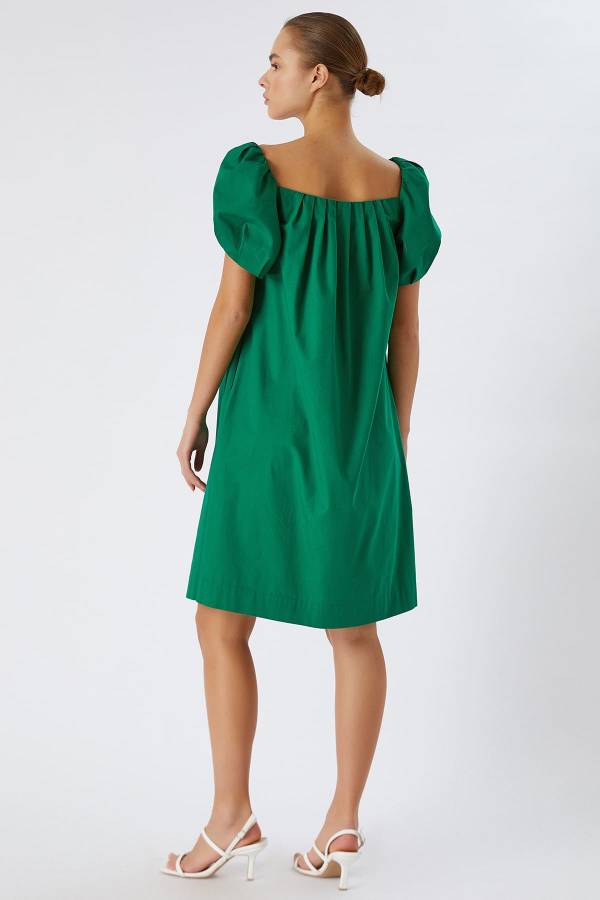 Poplin kare yaka elbise