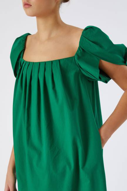 Poplin kare yaka elbise - Thumbnail