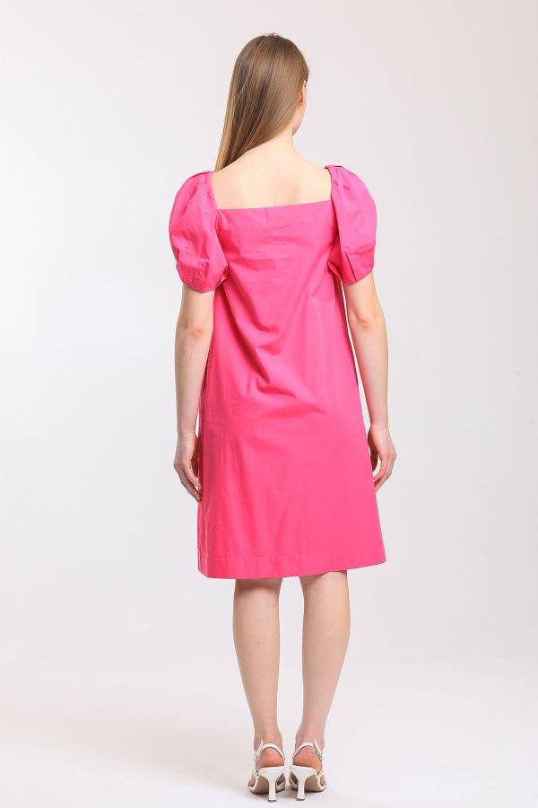 Poplin kare yaka elbise