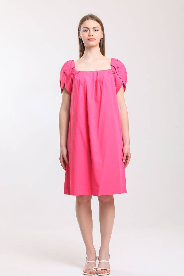 Poplin kare yaka elbise