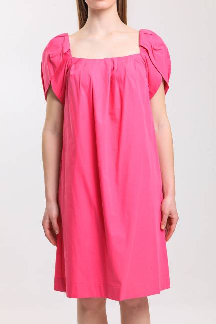 Poplin kare yaka elbise - Thumbnail