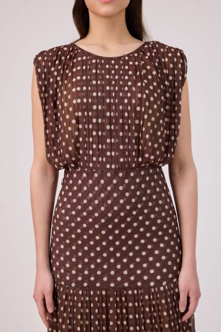 Fever - Puan baskılı pliseli tül elbise (1)