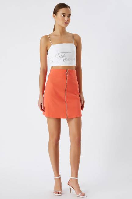 Renkli denim etek - Thumbnail