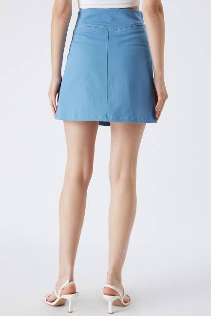 Renkli denim etek - Thumbnail