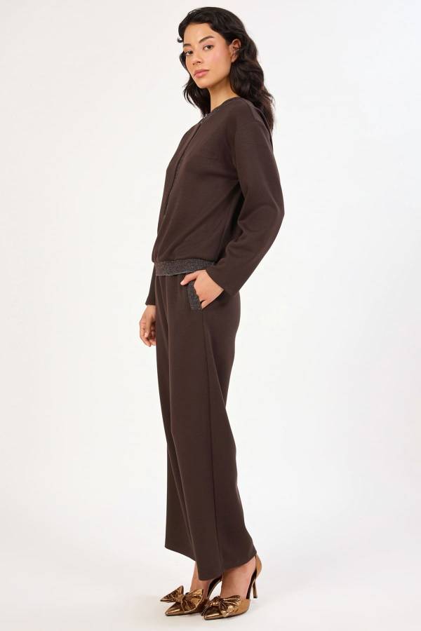 Ribana detaylı likralı örme bluz