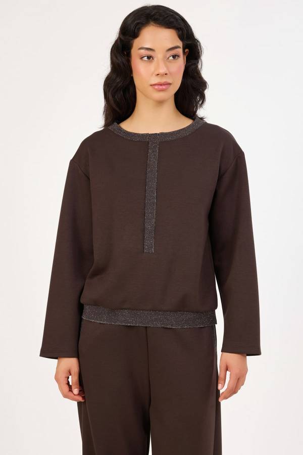 Fever - Ribana detaylı likralı örme bluz