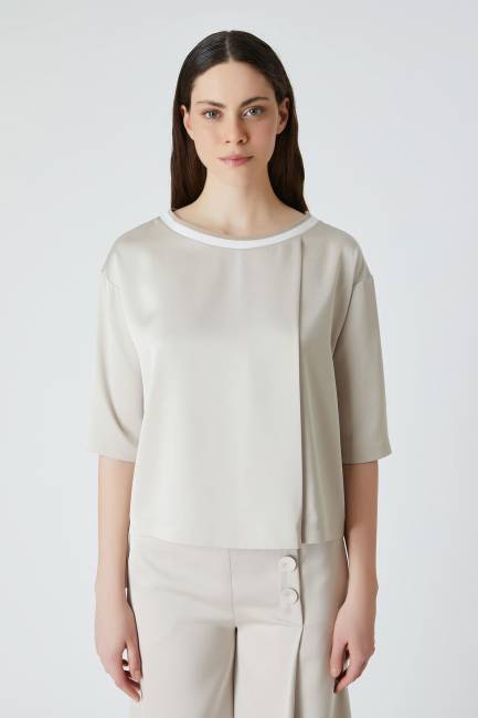 Fever - Ribana yakalı saten bluz