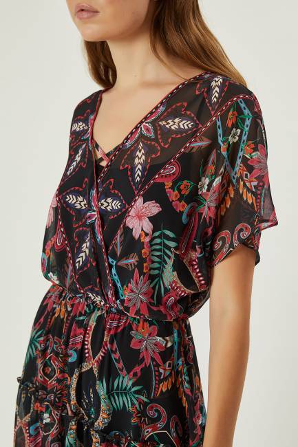 Fever - Şal desenli uzun elbise (1)