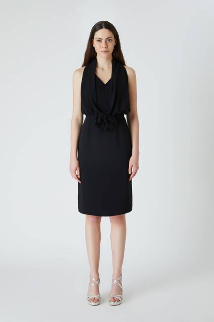 Fever - Şal yakalı çicek detaylı elbise (1)