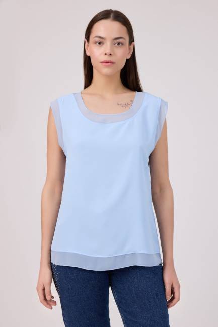 Fever - Şifon bant detaylı kolsuz bluz