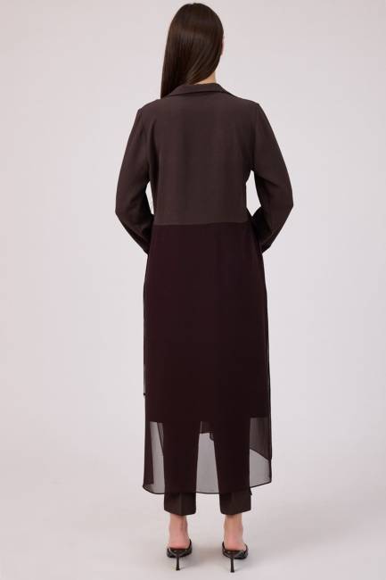 Şifon kumaş mixli uzun tunik - Thumbnail