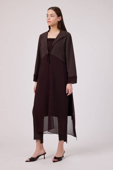 Şifon kumaş mixli uzun tunik - Thumbnail